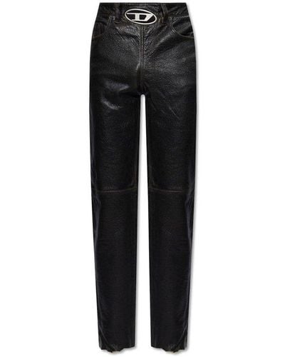 DIESEL P-kooman Leather Trousers - Black
