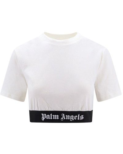 Palm Angels Logo Waistband Cropped Top - White