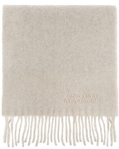 Isabel Marant 'firny' Scarf With Logo, - White