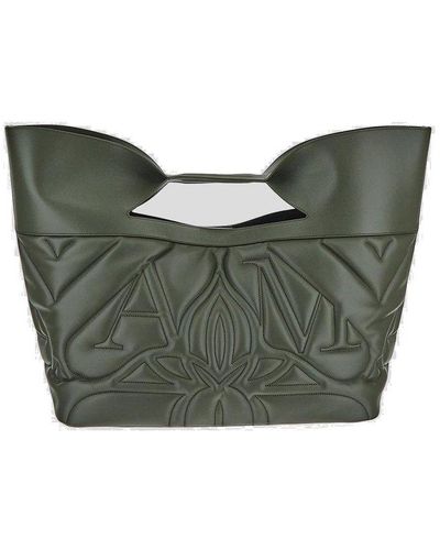 Alexander McQueen Bow Embroidered Tote Bag - Gray
