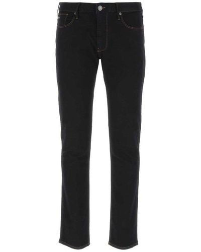 Emporio Armani Low-rise Straight-leg Slim-cut Jeans - Black