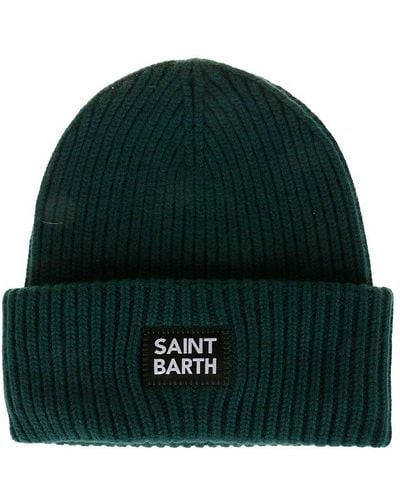 Mc2 Saint Barth Logo-patch Ribbed-knit Pull-on Beanie - Green