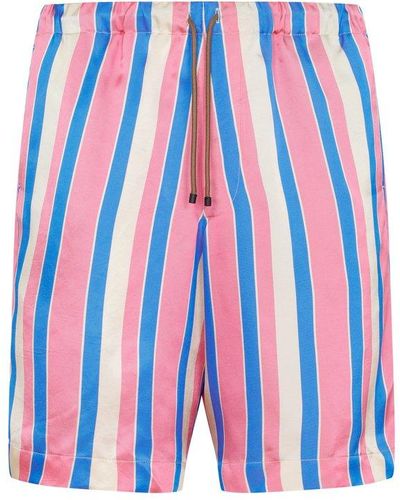 Dries Van Noten Striped Drawstring Shorts - Blue