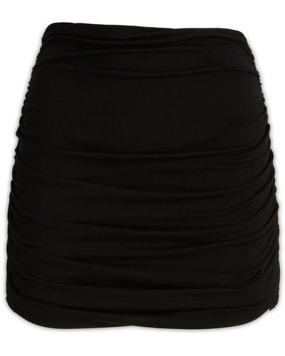 Tory Burch Ruched Detailed Stretch Mini Skirt - Black