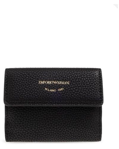 Emporio Armani Wallet With Logo, - Black