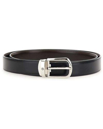 Montblanc Logo Patch Buckled Reversible Belt - White