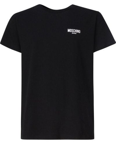 Moschino Logo Printed Crewneck T-Shirt - Black