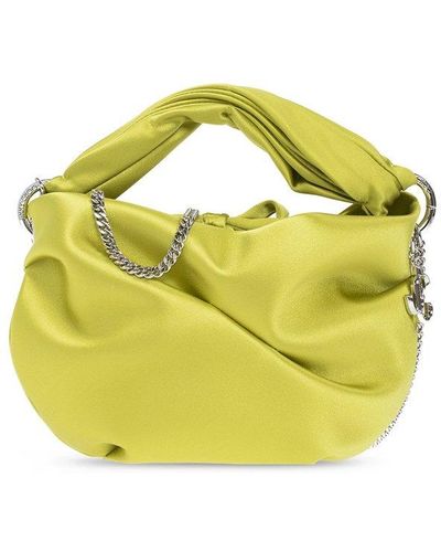 Jimmy Choo Bonny Satin Twist Detailed Chained Tote Bag - Yellow