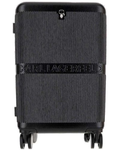 Karl Lagerfeld K/ikonik Logo Embossed Suitcase - Black