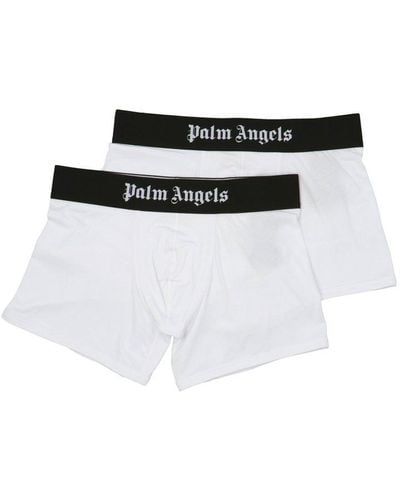 Palm Angels Elastic Logo Waist Pack Of Two Boxers - White
