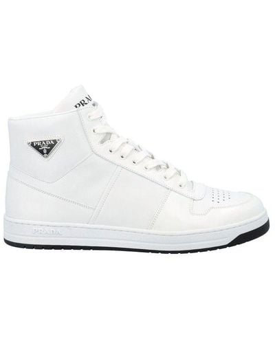 Prada Downtown Leather High-top Sneakers - White
