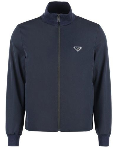 Prada Triangle-logo Zip-up Jacket - Blue