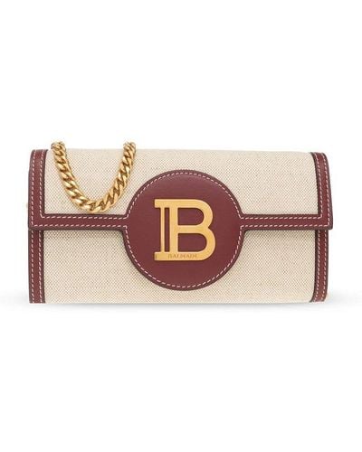 Balmain B-buzz Leather& Canvas Wallet - Pink