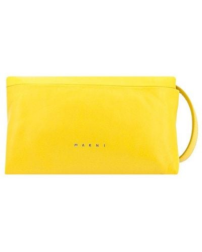 Marni Padded Foldover Top Crossbody Bag - Yellow