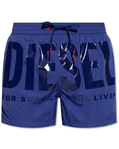 DIESEL Bmbx-ken Logo Printed Drawstring Swim Shorts - Blue