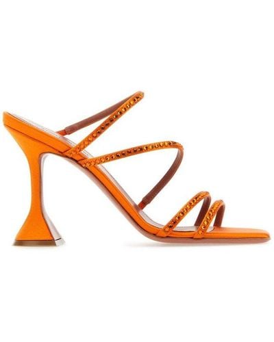 AMINA MUADDI Naima Embellished Sandals - Orange