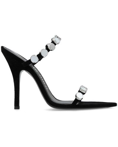The Attico Crystal Embellished Heeled Sandals - Black