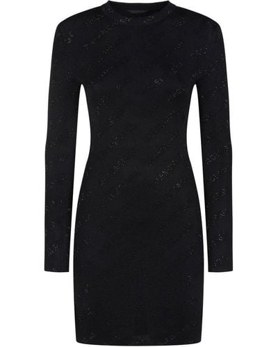 Balenciaga Crewneck Long-sleeved Dress - Black