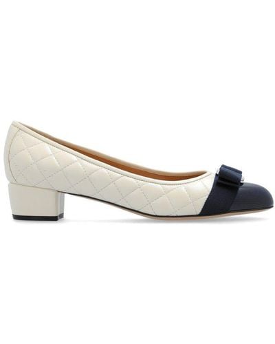 Ferragamo Vara Bow Quilted Court Shoes - White