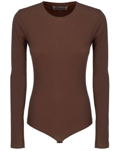 Maison Margiela Four-stitch Long-sleeved Bodysuit - Brown