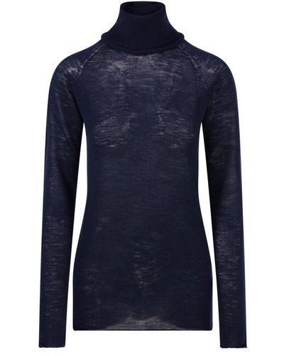 Roberto Collina Semi Sheer Turtleneck Jumper - Blue