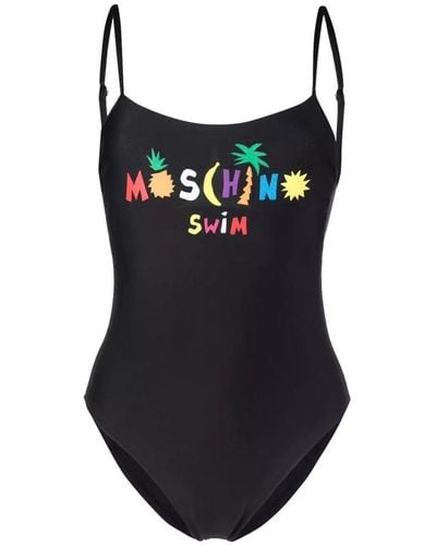 Moschino Logo Printed One-piece Swimsuit - Black
