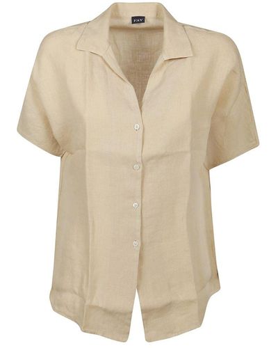 Fay Buttoned Short-sleeved Shirt - Natural