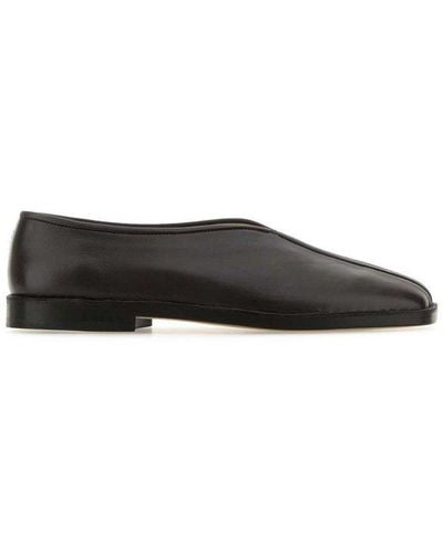 Lemaire Square Toe Slip-on Loafers - Black