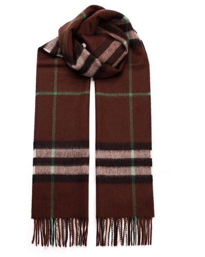 Burberry Brown Scarf With Check Pattern