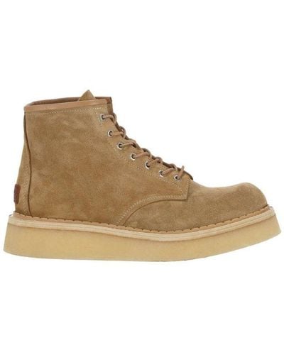 KENZO Round Toe Lace-up Boots - Brown