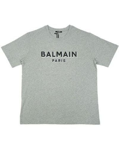Balmain Logo Detailed Crewneck T-shirt - Grey