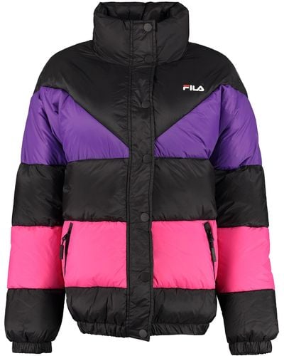 Fila Reilly Padded Jacket With Zip And Snaps - Pink