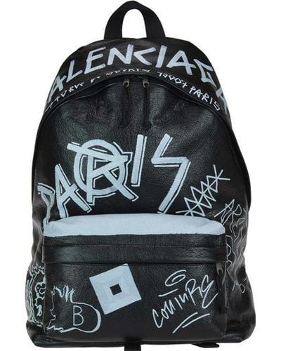 Balenciaga Explorer Graffiti Backpack - Black