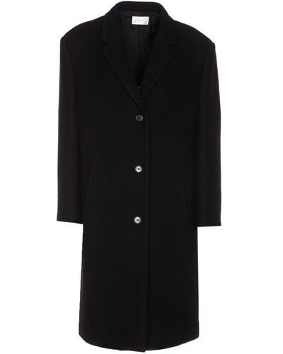 The Row Single Breasted V-neck Coat - Black