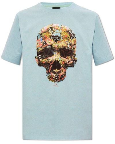 PS by Paul Smith Skull Printed Crewneck T-shirt - Blue