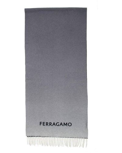 Ferragamo Gradient Effect Fringed Scarf - Grey