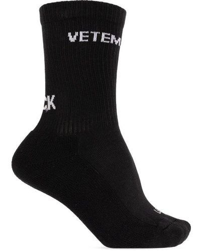 Vetements Socks With Logo, - Black