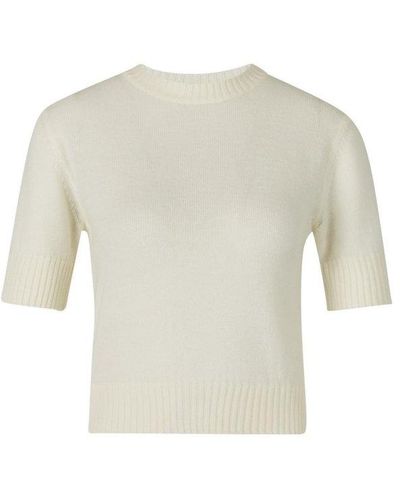 Jil Sander + Short-sleeved Cropped Jumper - White