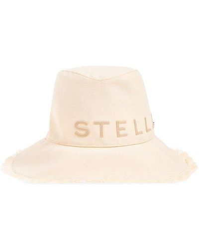 Stella McCartney Bucket Hat With Logo, - Natural