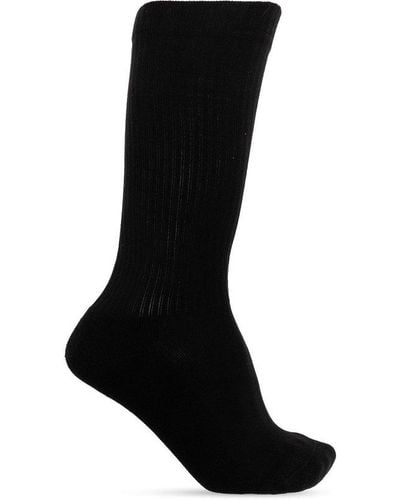 Rick Owens Knee High Logo Intarsia Socks - Black