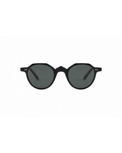 Lesca P21 Round Frame Sunglasses - Black
