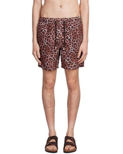Mc2 Saint Barth Gustavia Leopard Printed Swim Shorts - Red