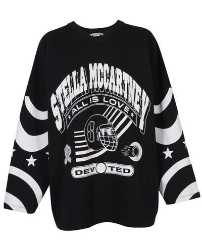Stella McCartney All Is Love Printed V-neck Sweatshirt - Black