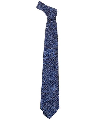 Etro Paisley Embroidered Tie - Blue