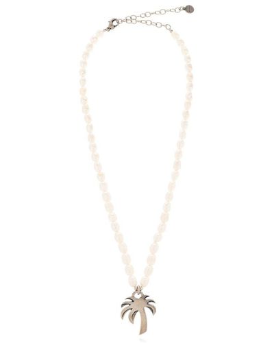 Palm Angels Logo Charm Necklace - White