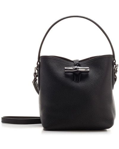 Longchamp Roseau Top Handle Bucket Tote Bag - Black