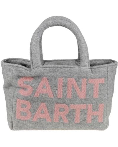 Mc2 Saint Barth Clarine Logo Jacquard Top Handle Bag - White