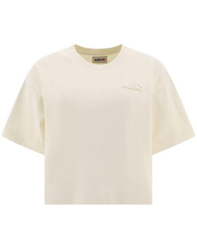 Autry Logo Patch Cropped T-shirt - White