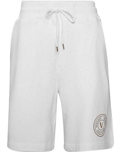 Versace Logo Printed Drawstring Track Shorts - White