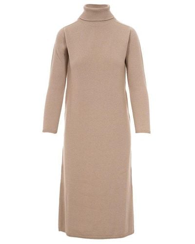 Max Mara Turtleneck Knitted Dress - Natural